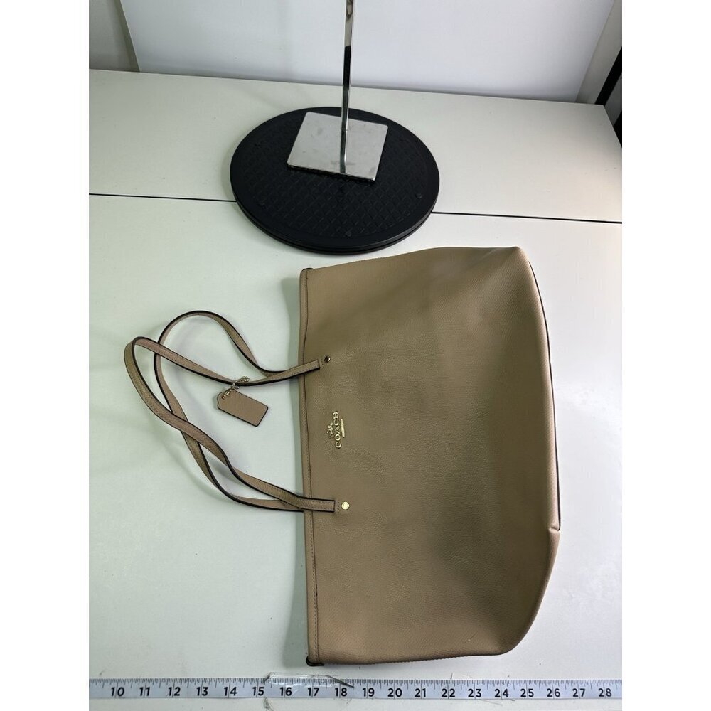 Coach Beige Brown Tote Bag 16in x 15in x 5.5in Used Pre-Owned - Picture 8 of 10